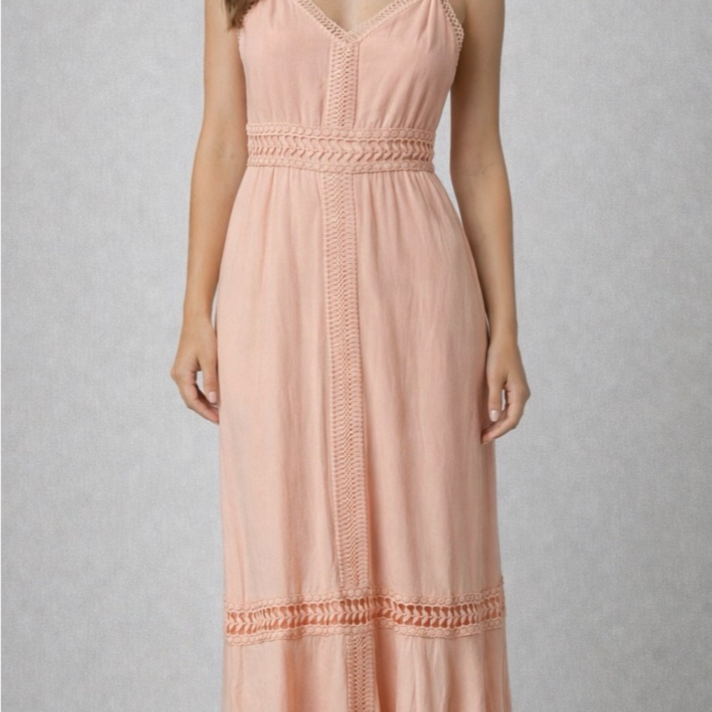 bebe Peach Lace Maxi Dress